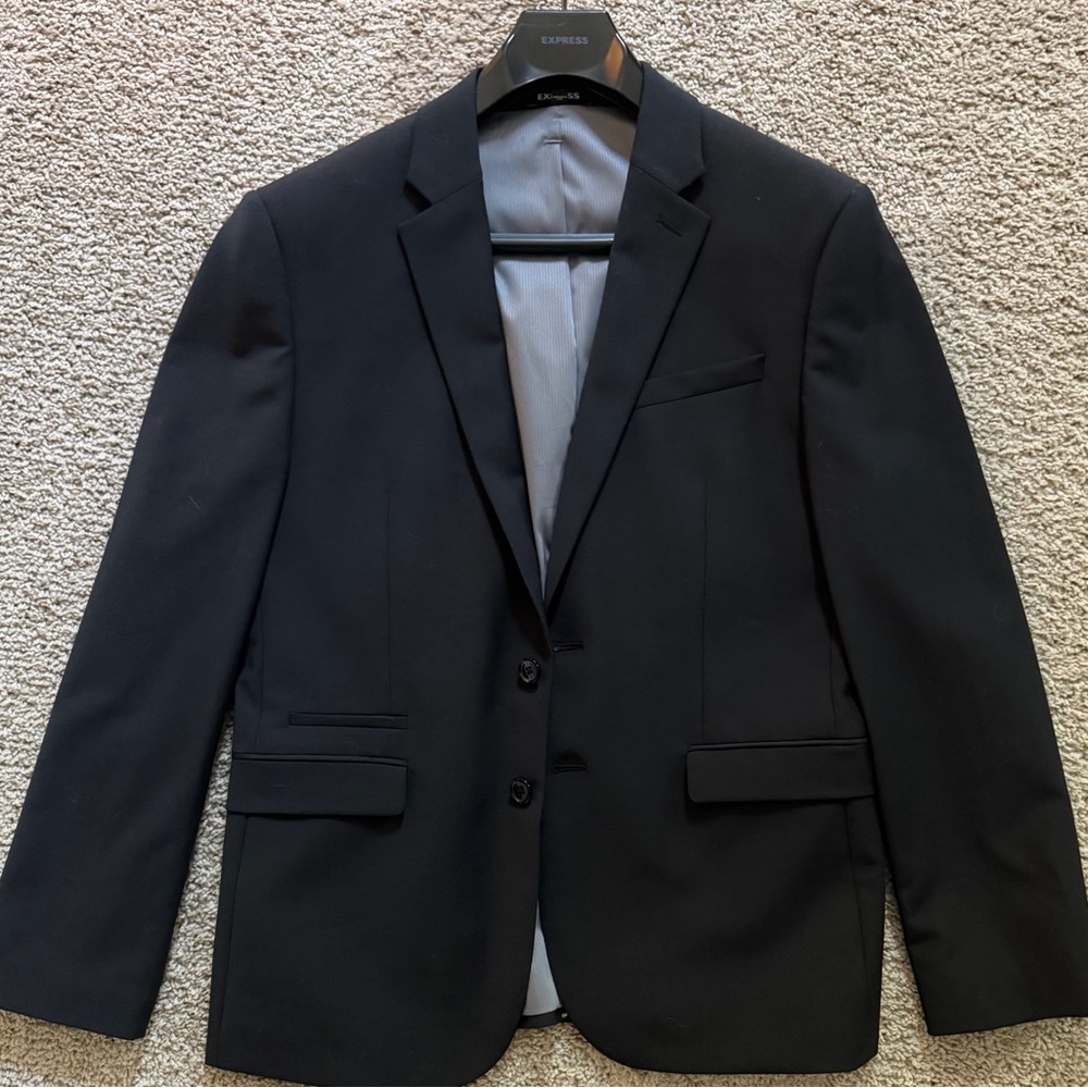 Express Men's Black Two-Button Suit Jacket